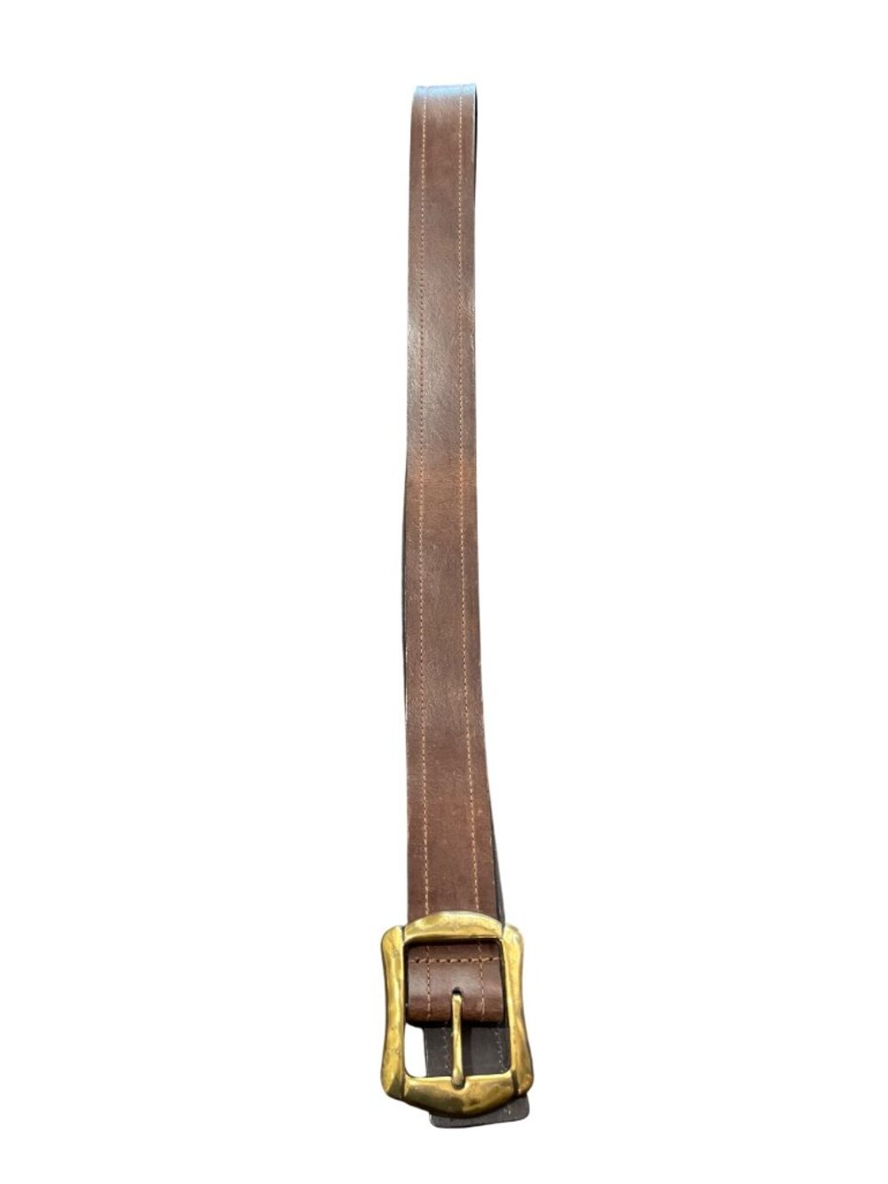 Womens Size 2X Brown Belt Italian Bonded Leather With Brass Buckle Handcrafted - Picture 2 of 5